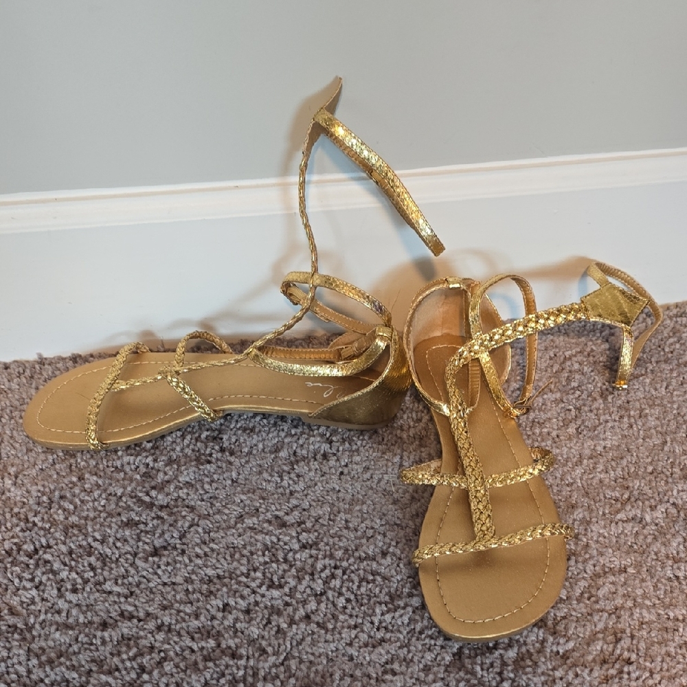Ellie gold braided strappy gold gladiator shoes-9